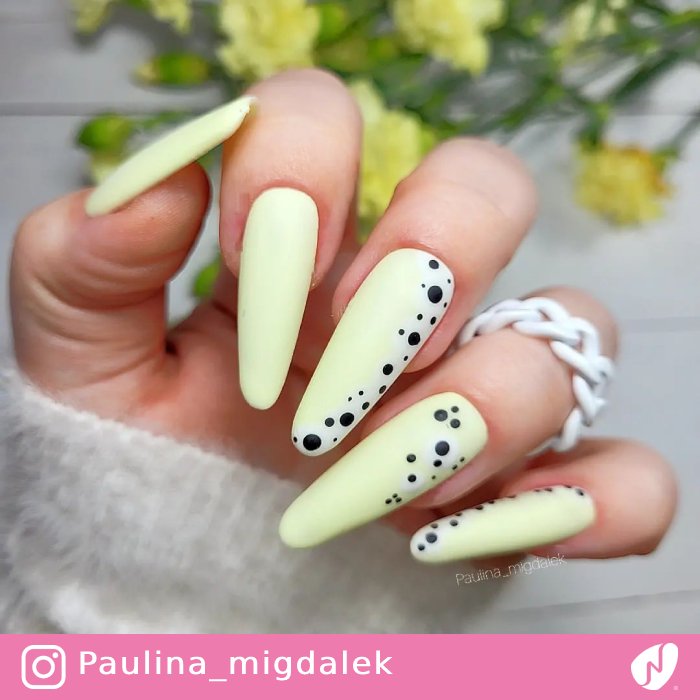 Matte Lemon Nails with Dots